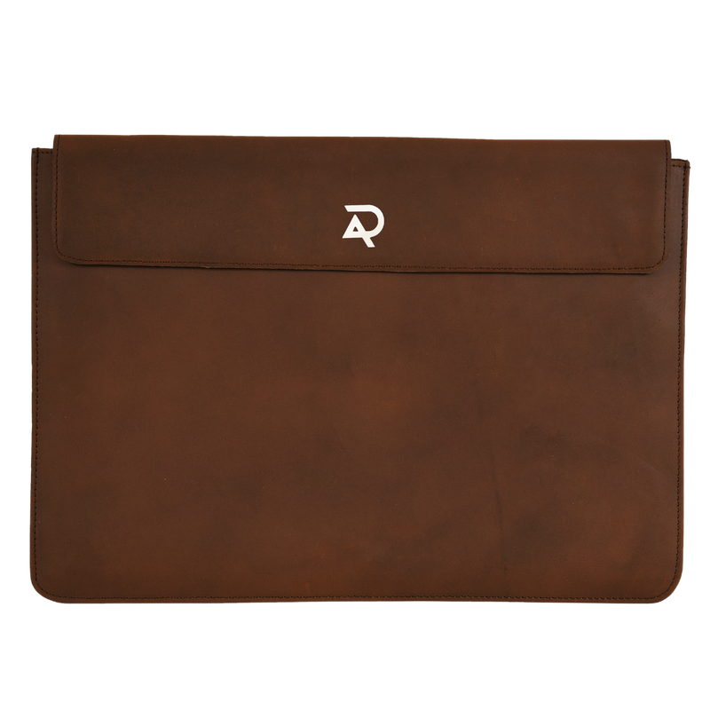 leather brown laptop sleeve front flip